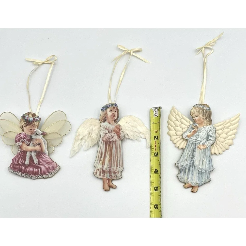 Vintage Bradford Editions Dona Gelsinger Angel Ornaments‎ 1990s Set of 3
